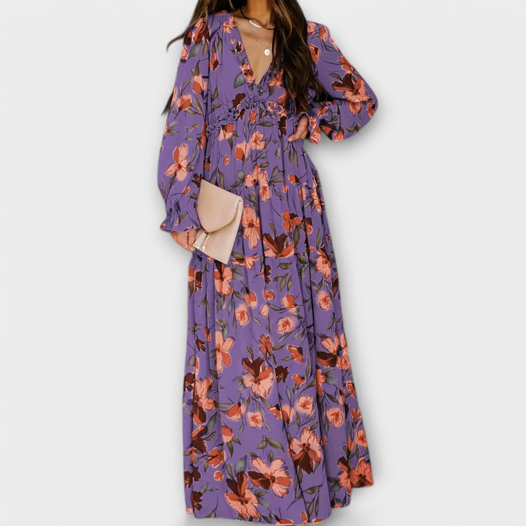 Women’s Elegant Maxi Dress with Floral Print