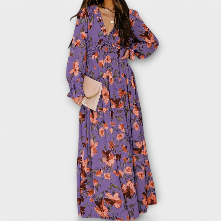 Women’s Elegant Maxi Dress with Floral Print