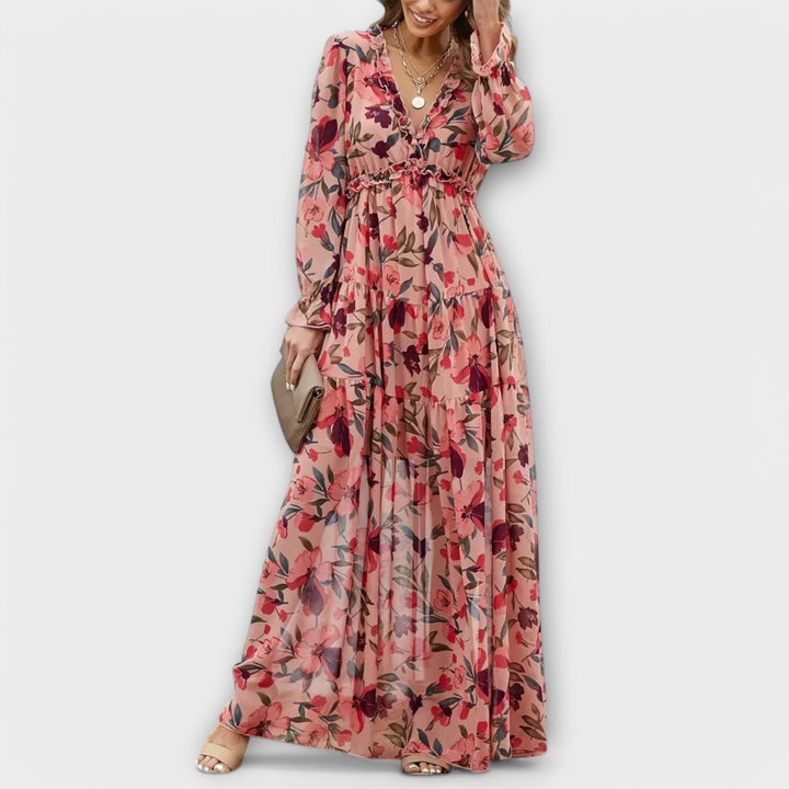 Women’s Elegant Maxi Dress with Floral Print