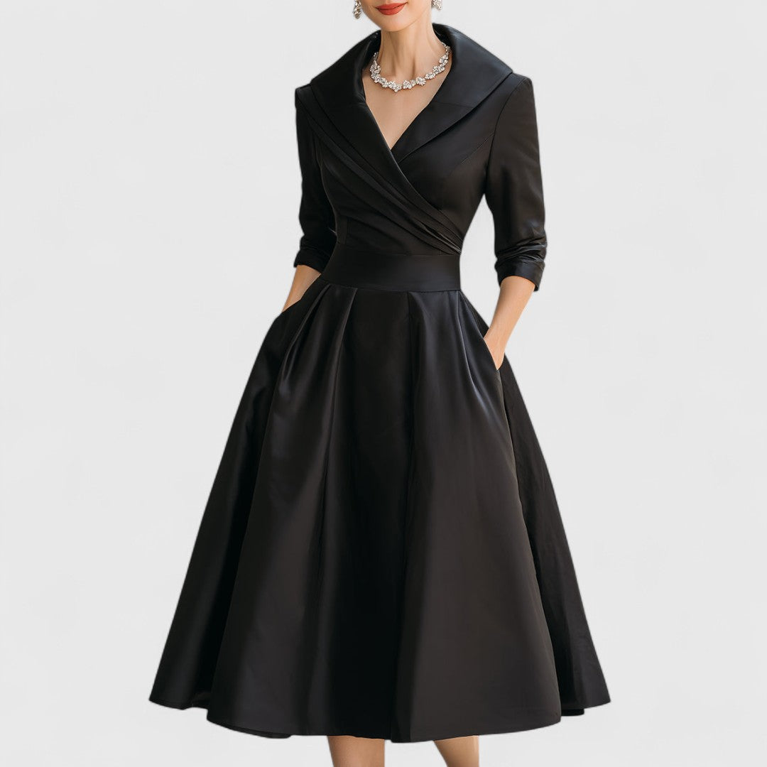 Women’s Elegant Midi Dress - V-Neck