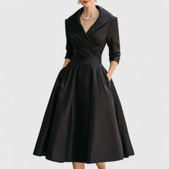 Women’s Elegant Midi Dress - V-Neck