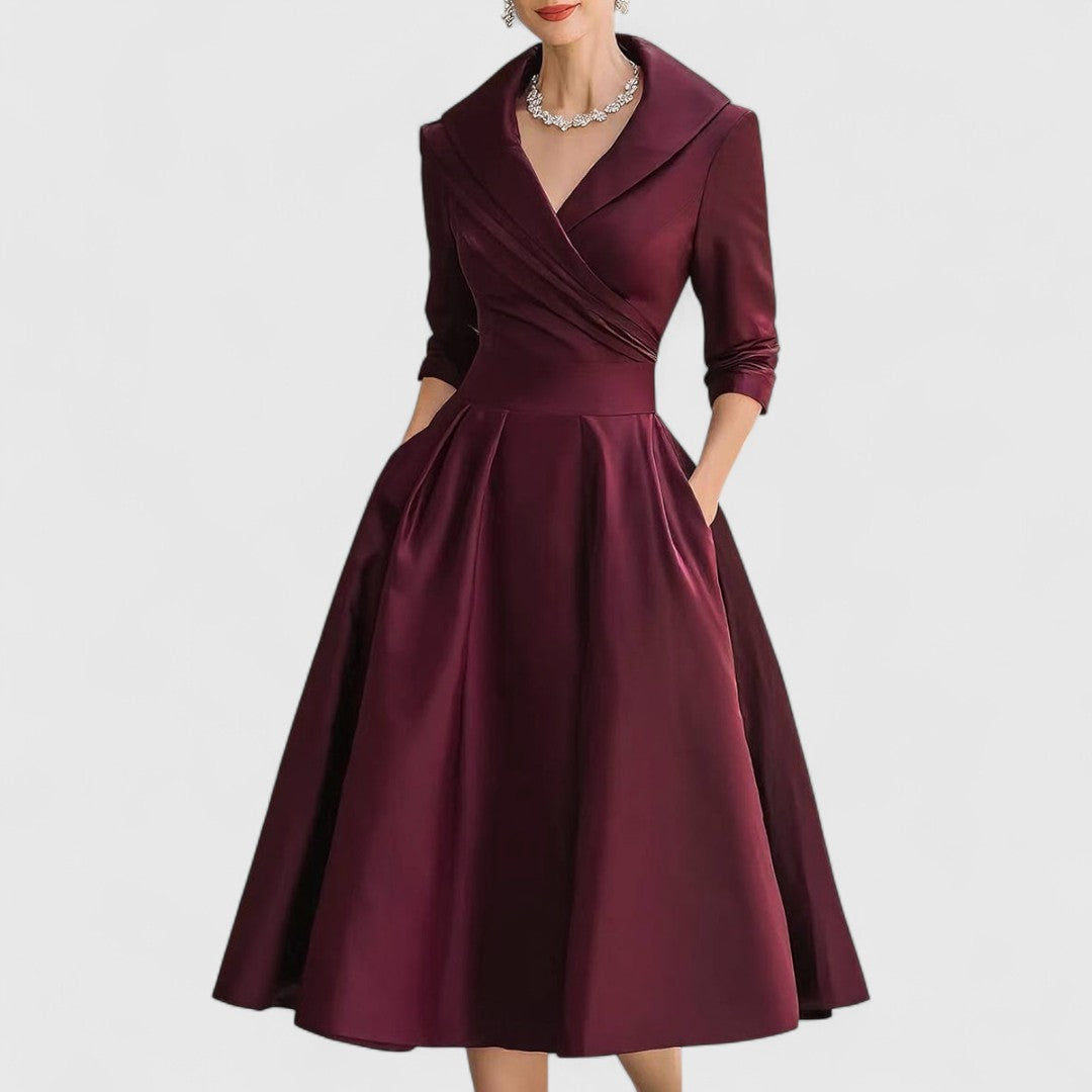 Women’s Elegant Midi Dress - V-Neck