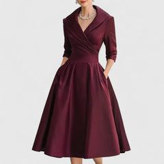 Women’s Elegant Midi Dress - V-Neck