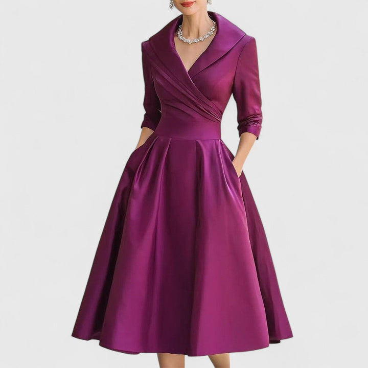 Women’s Elegant Midi Dress - V-Neck