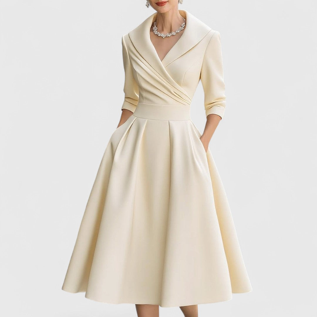 Women’s Elegant Midi Dress - V-Neck