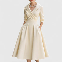 Women’s Elegant Midi Dress - V-Neck