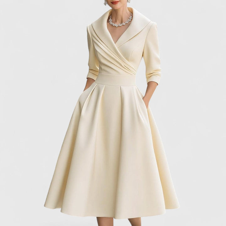 Women’s Elegant Midi Dress - V-Neck