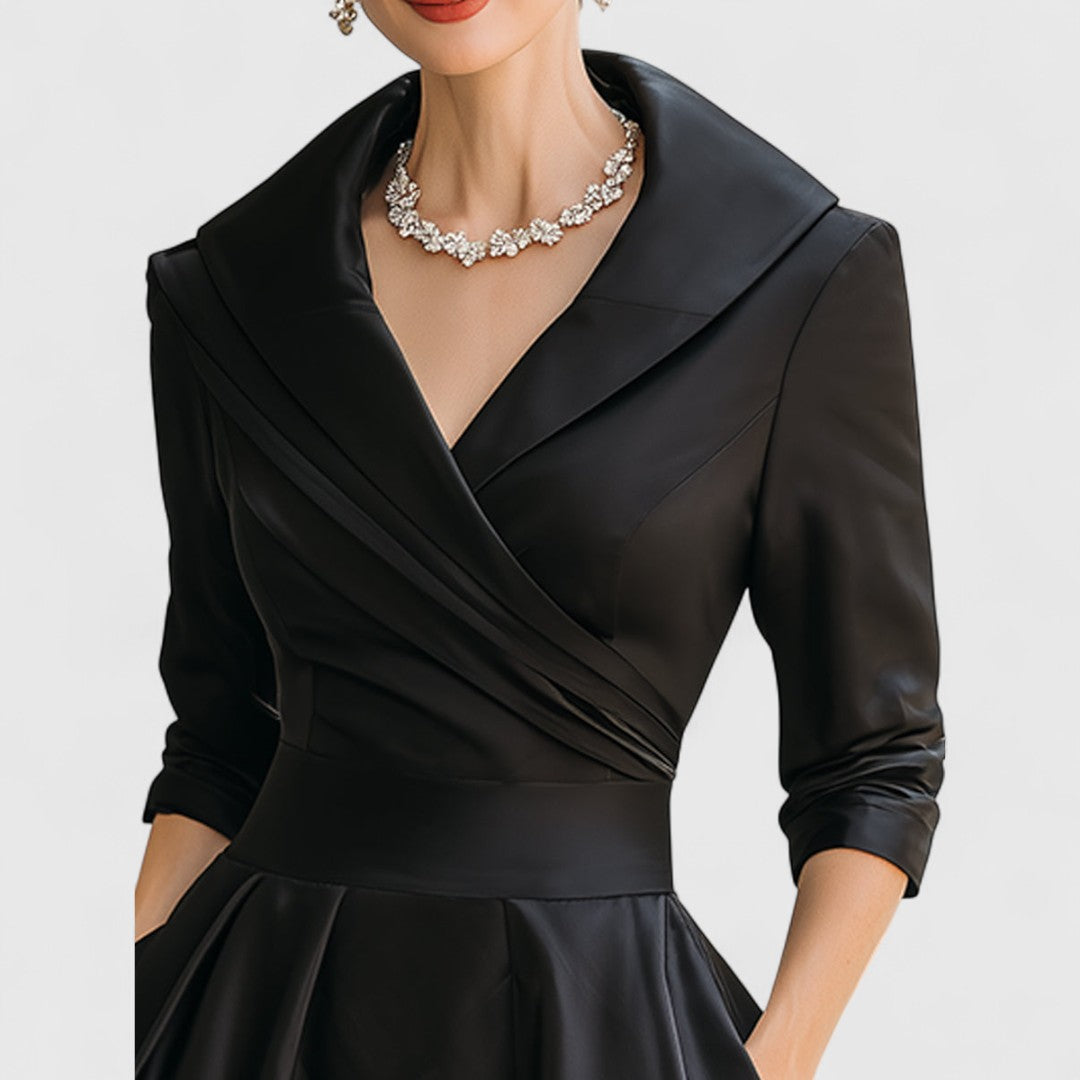 Women’s Elegant Midi Dress - V-Neck