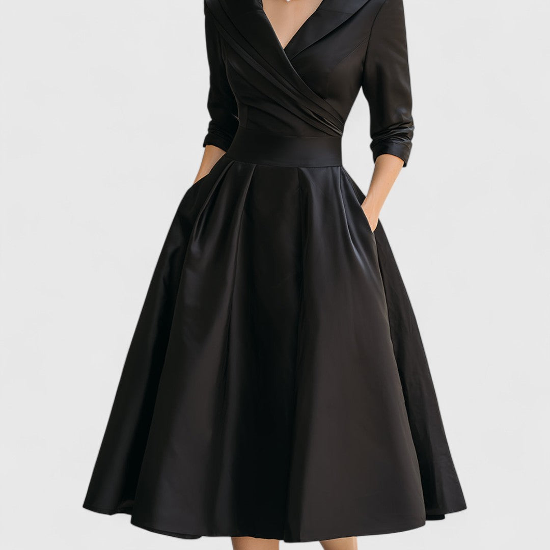 Women’s Elegant Midi Dress - V-Neck