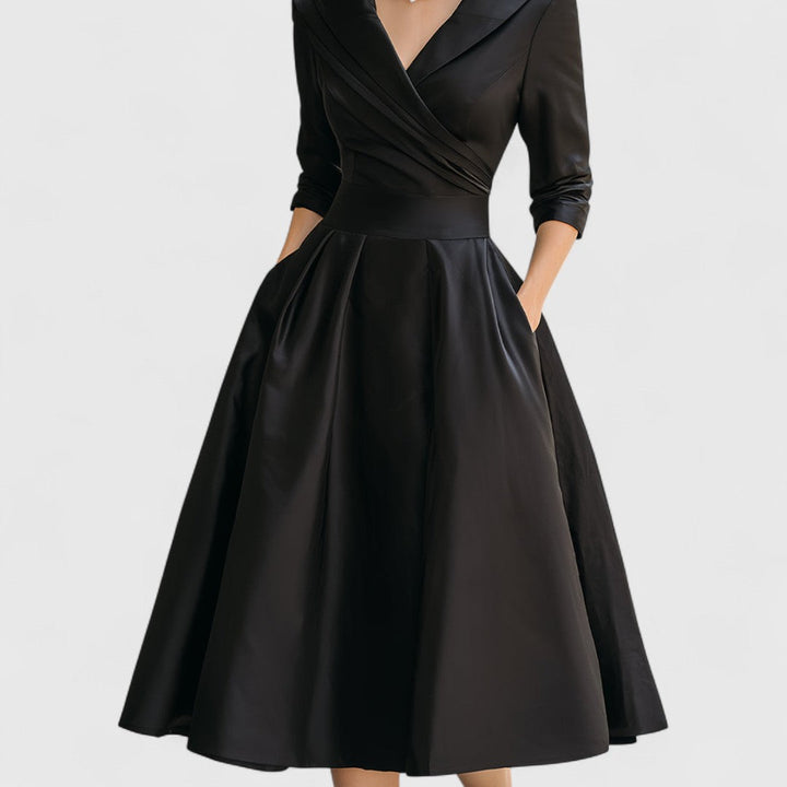 Women’s Elegant Midi Dress - V-Neck