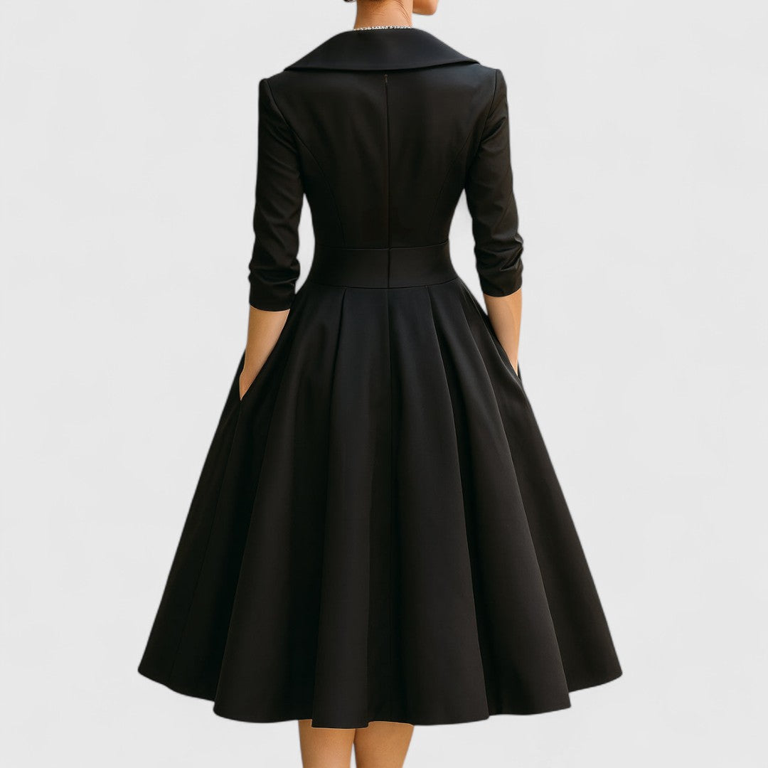 Women’s Elegant Midi Dress - V-Neck