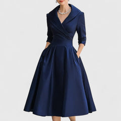 Women’s Elegant Midi Dress - V-Neck