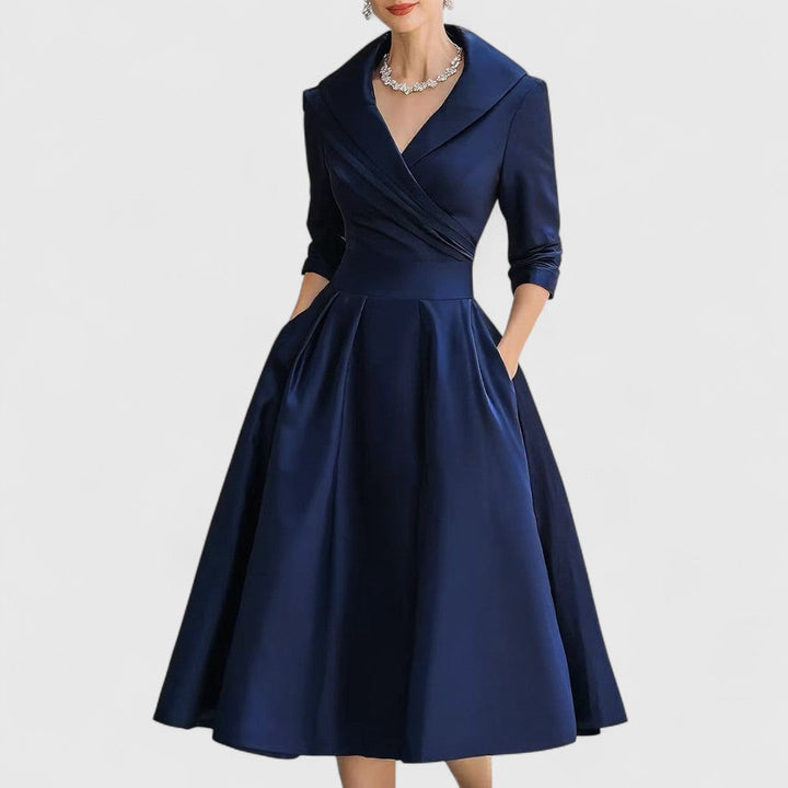 Women’s Elegant Midi Dress - V-Neck