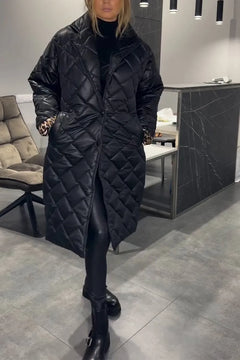 Women’s Elegant Quilted Coat with Leopard Interior