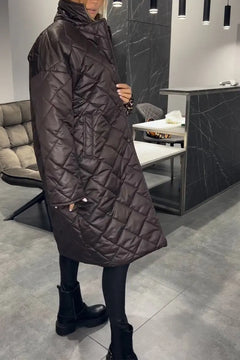 Women’s Elegant Quilted Coat with Leopard Interior
