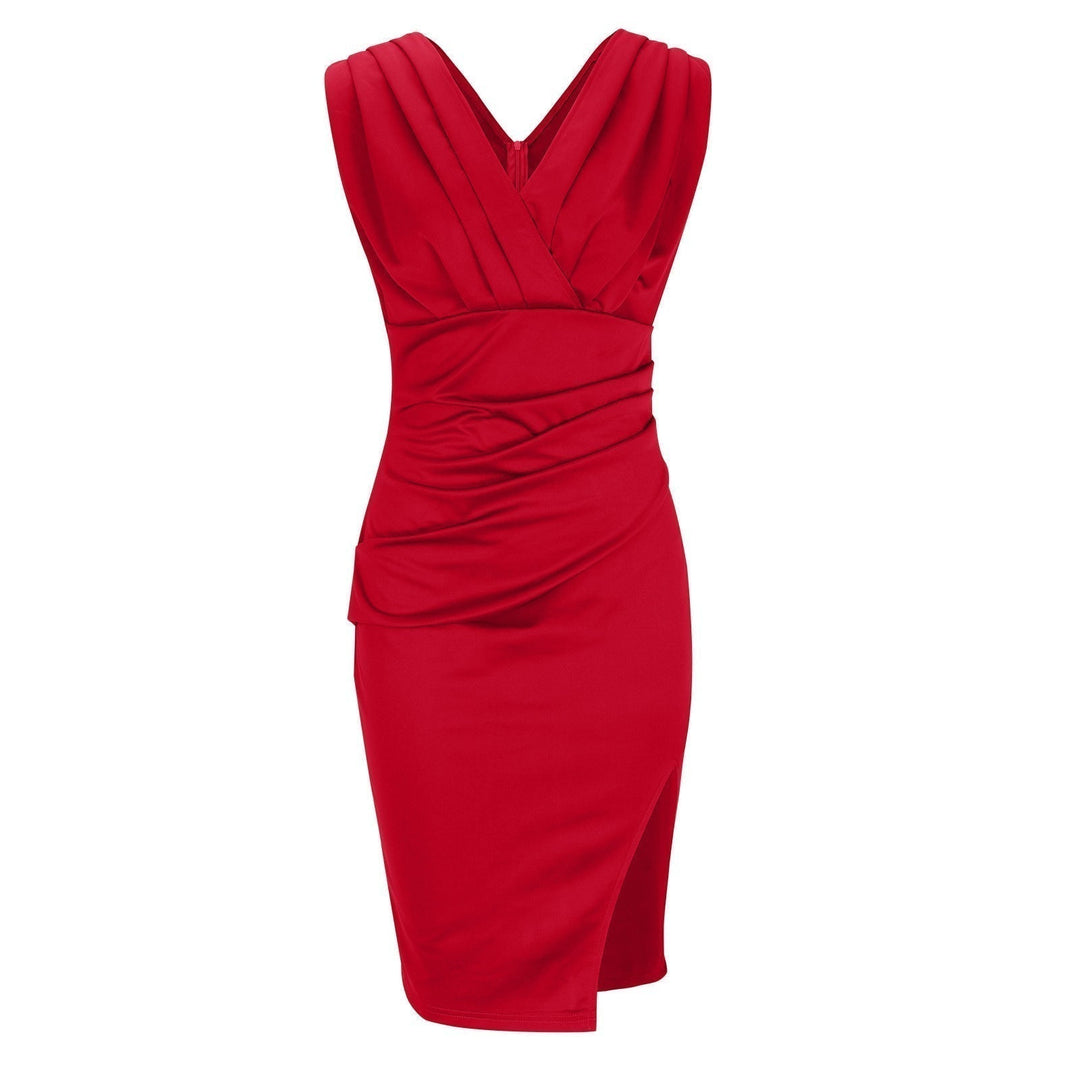 Women’s Fitted Dress with V-Neck Slit