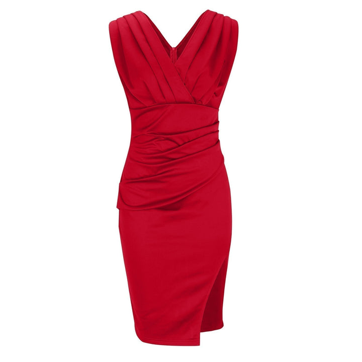 Women’s Fitted Dress with V-Neck Slit