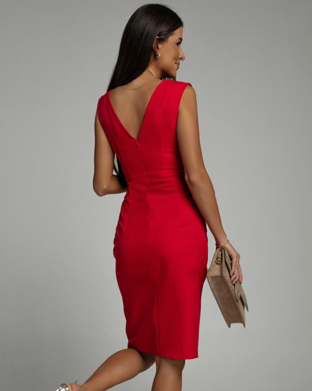 Women’s Fitted Dress with V-Neck Slit