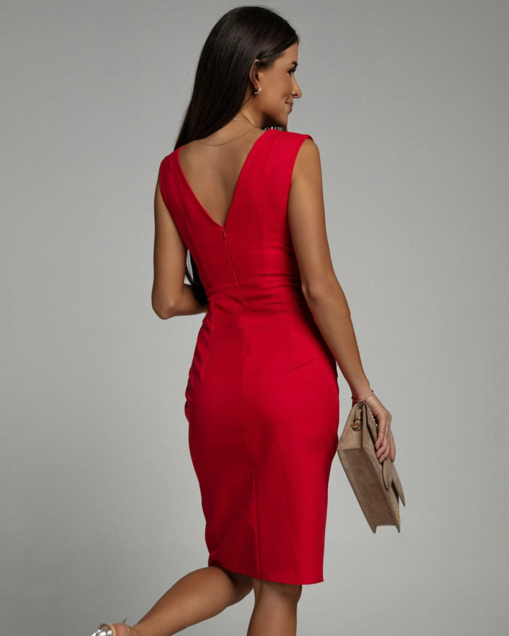Women’s Fitted Dress with V-Neck Slit