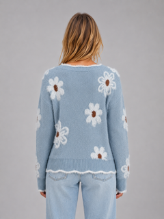 Women's Floral Jumper with V Neck Detail