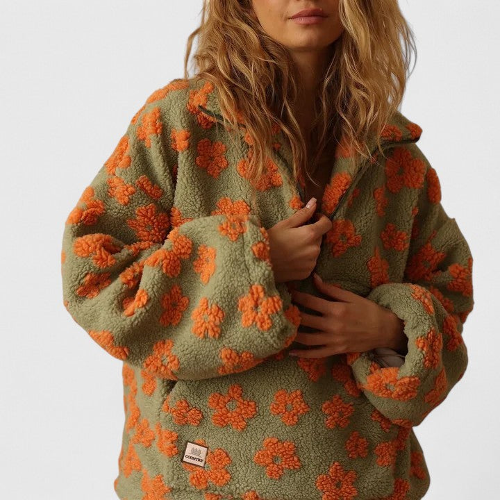 Cosette | Half Zip Sweater with Floral Print