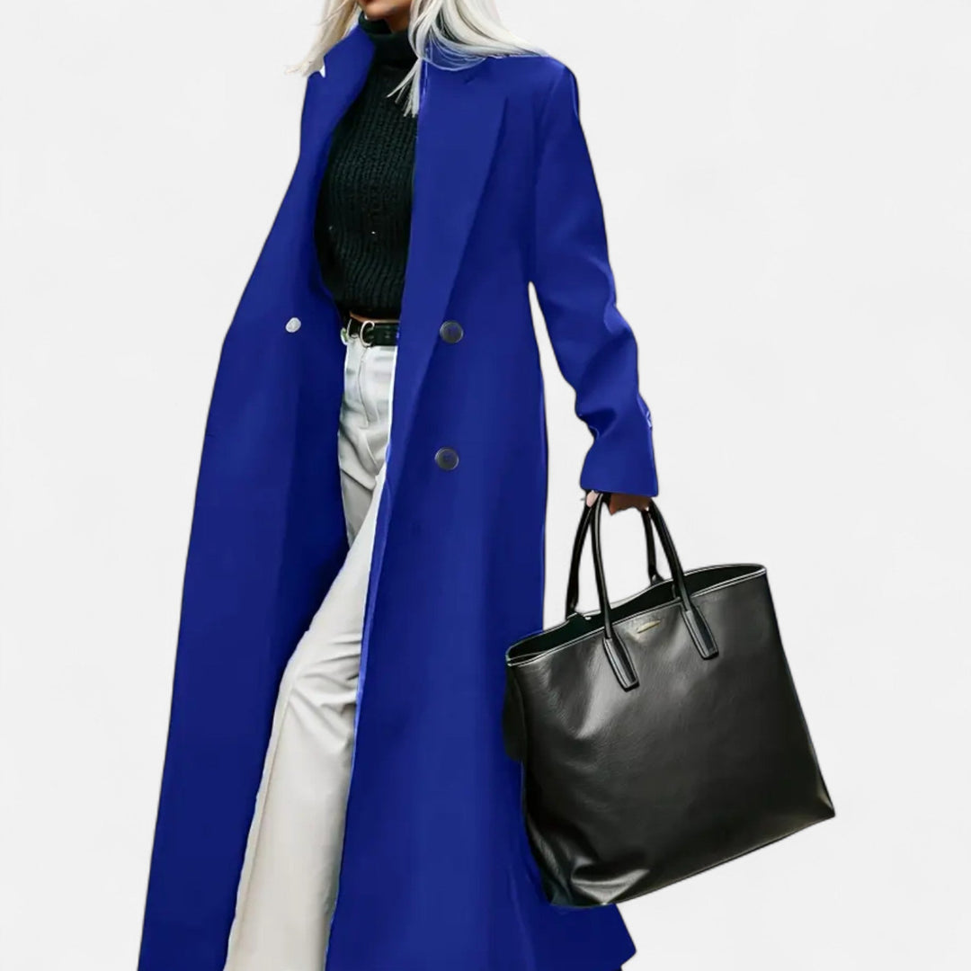 Elise | Long Wool Coat with Notch Lapel