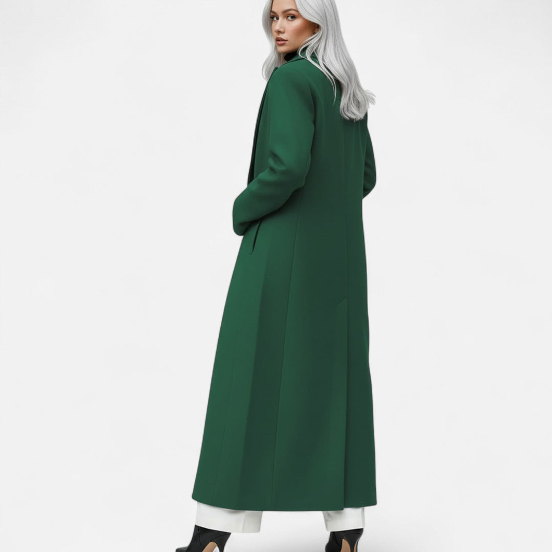 Elise | Long Wool Coat with Notch Lapel