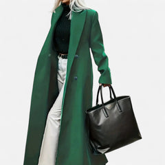 Elise | Long Wool Coat with Notch Lapel