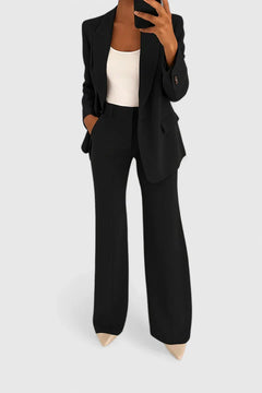 Women's Formal Office Suit Set - Blazer & High-Waist Trouser Pants