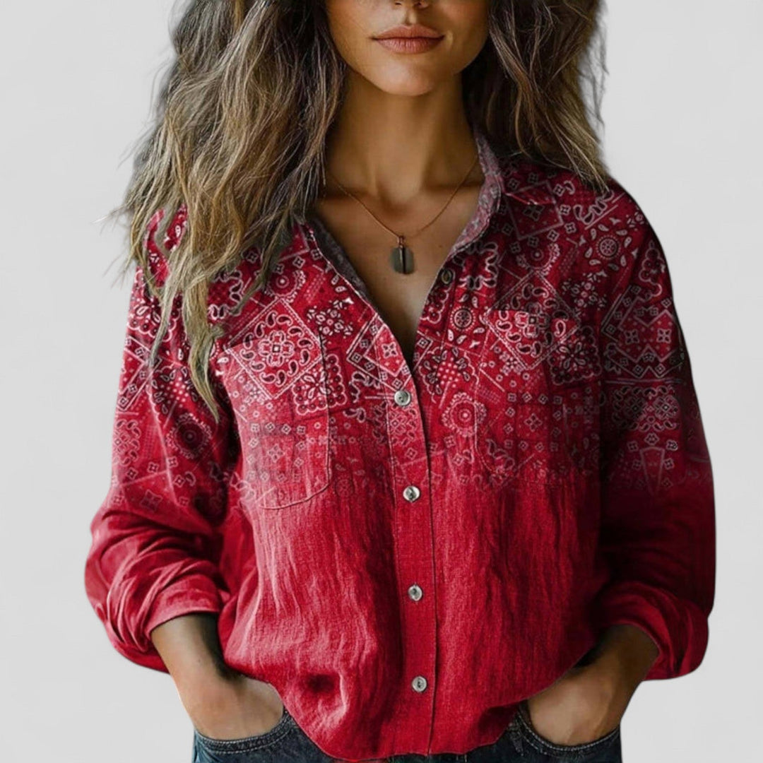 Women’s Gradient Blouse Shirt with Soft Feel