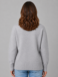 Women's Grey Knit Cardigan with Heart Buttons