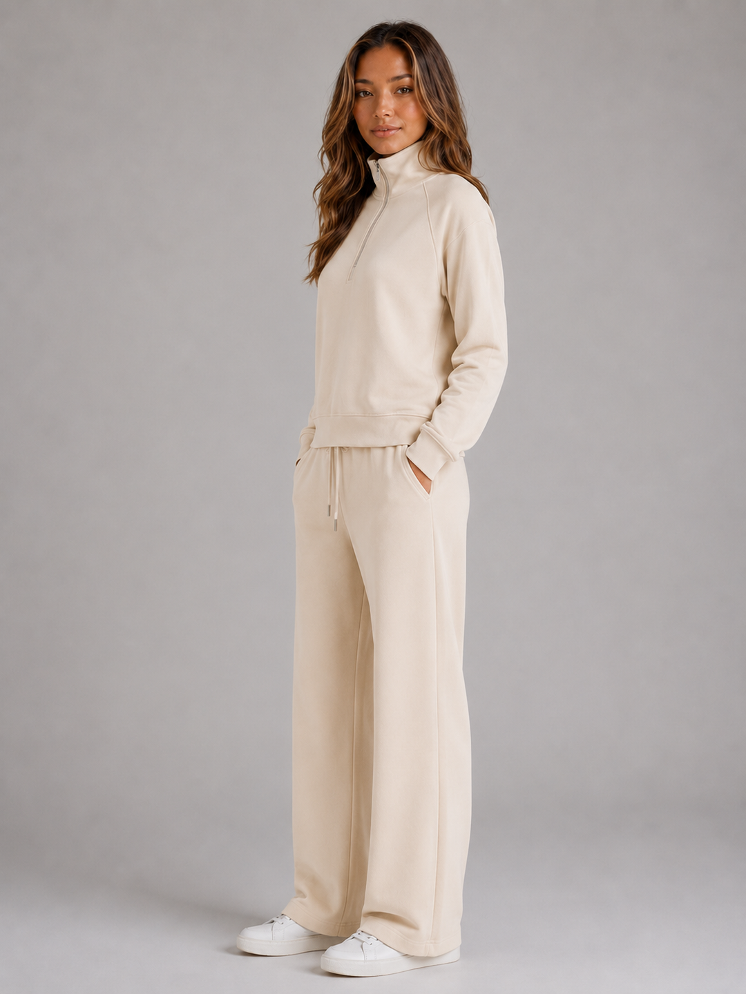 Women’s Half Zip Lounge Set with Drawstring
