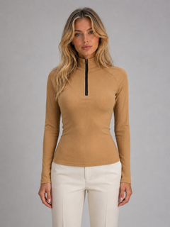 Women’s Half Zip Top with High Neck Fit