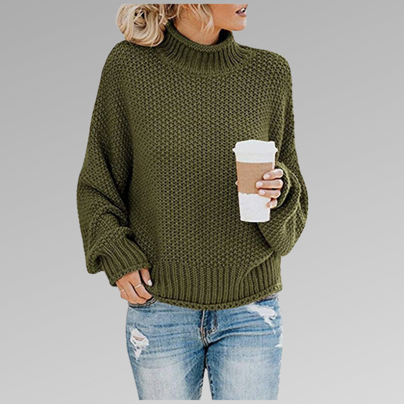 Women’s High Neck Sweater with Relaxed Fit
