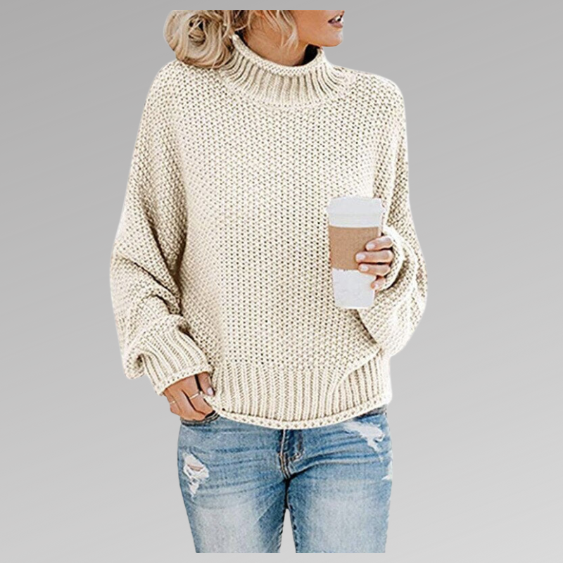 Women’s High Neck Sweater with Relaxed Fit