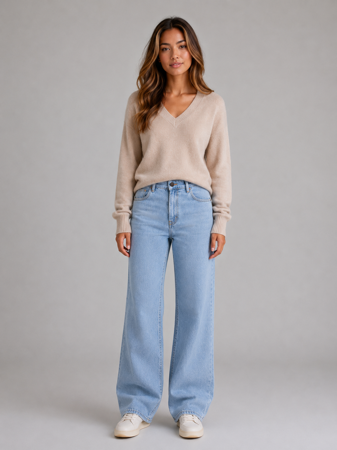Women's High Waist Wide Leg Jeans with Belt Loop