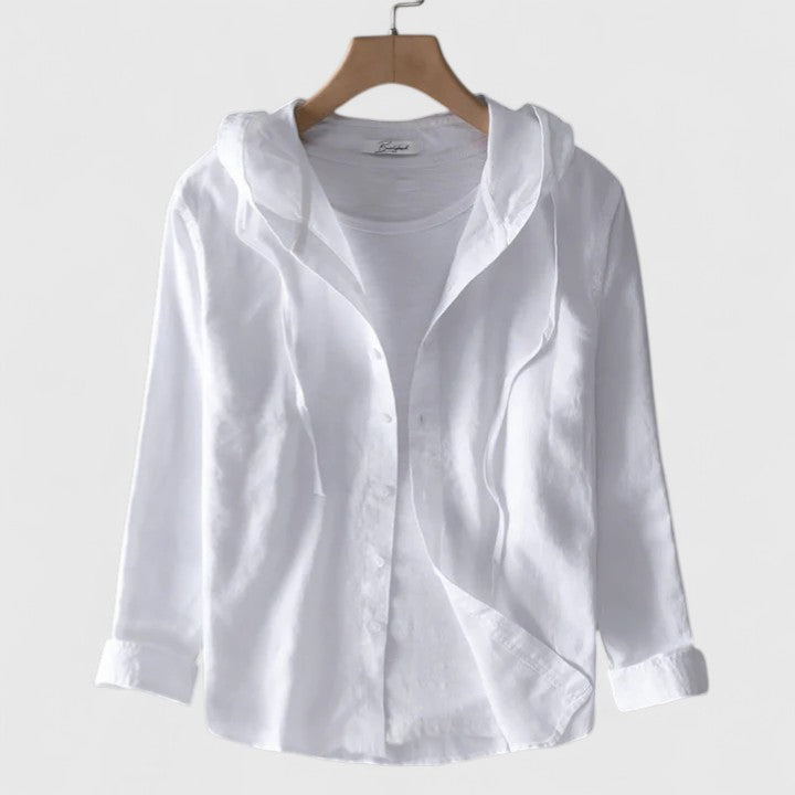 Women’s Hooded Linen Blouse - Relaxed Fit