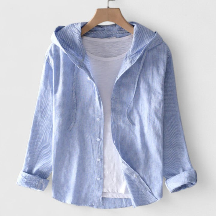 Women’s Hooded Linen Blouse - Relaxed Fit