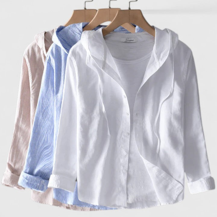 Women’s Hooded Linen Blouse - Relaxed Fit