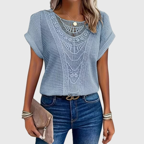 Women’s Ibiza Style Blouse with Lace Detailing