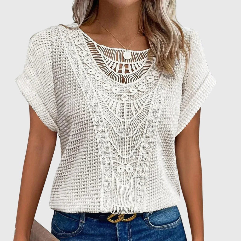 Women’s Ibiza Style Blouse with Lace Detailing