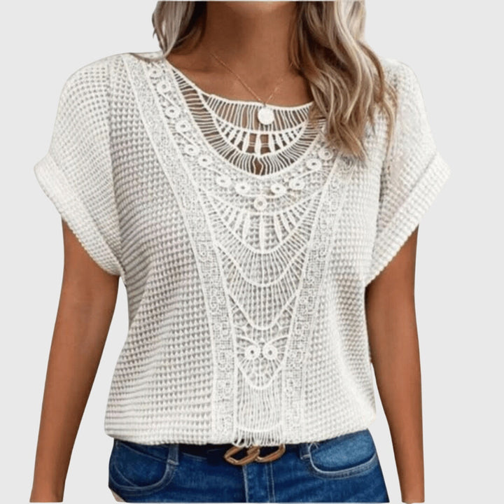 Women’s Ibiza Style Blouse with Lace Detailing