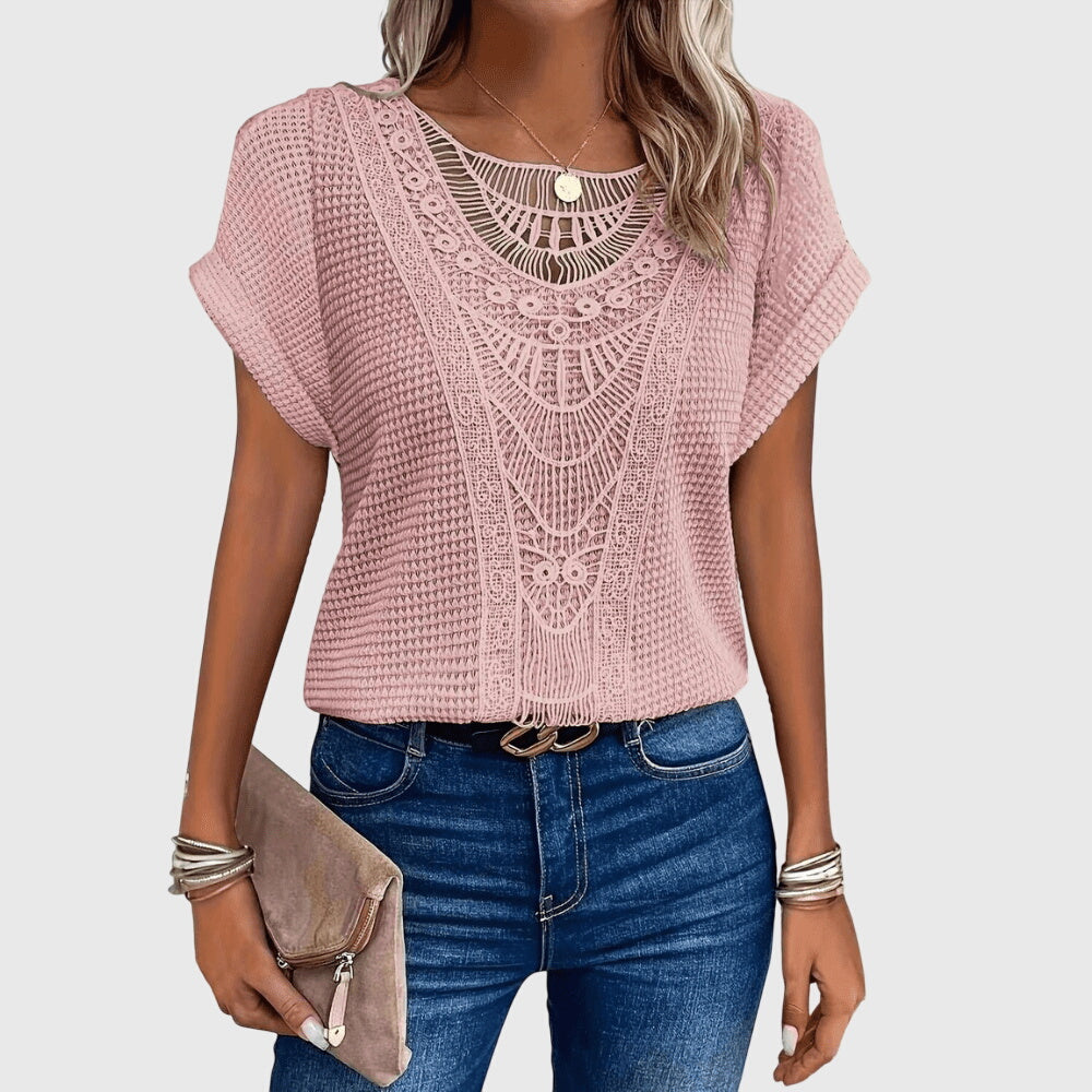 Women’s Ibiza Style Blouse with Lace Detailing