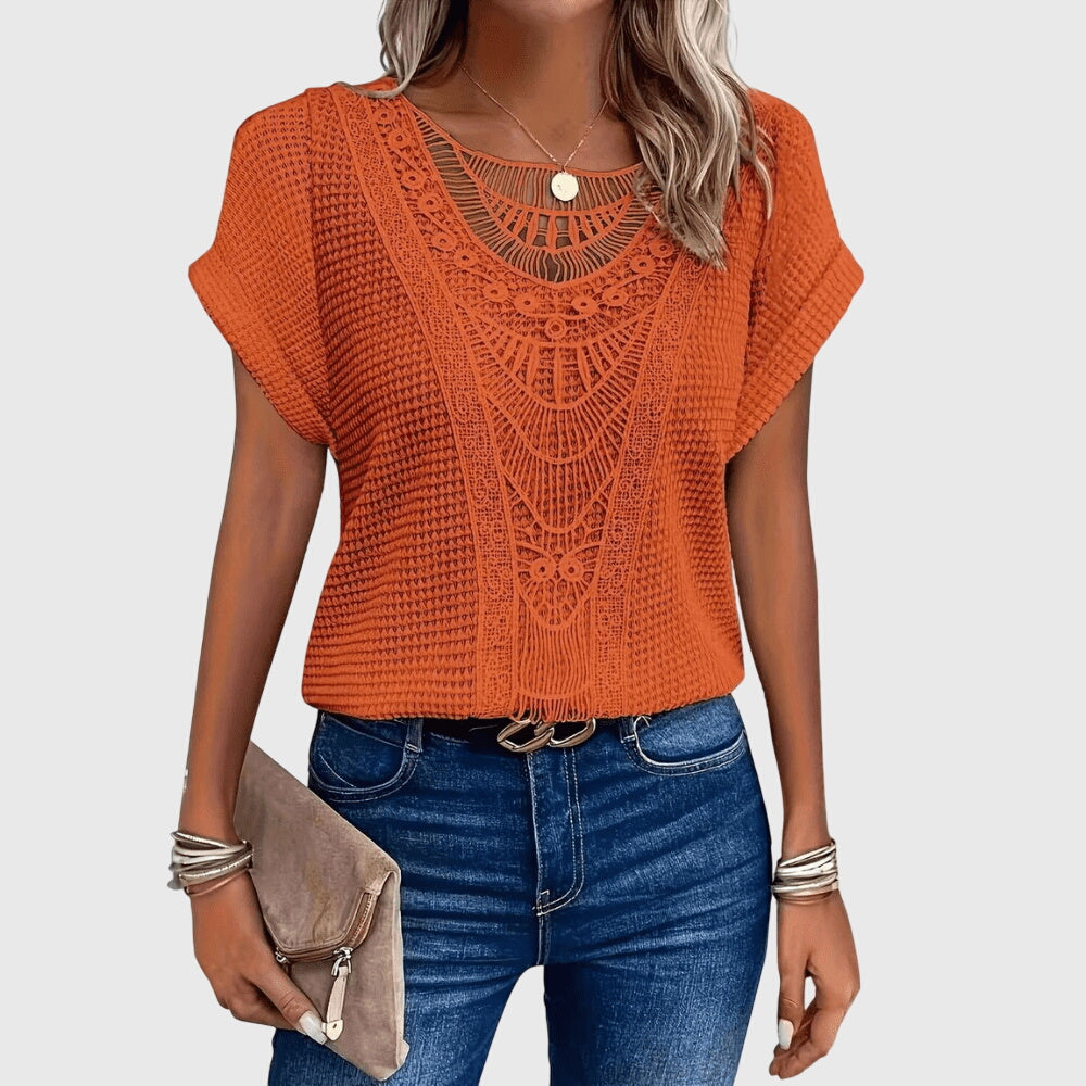 Women’s Ibiza Style Blouse with Lace Detailing