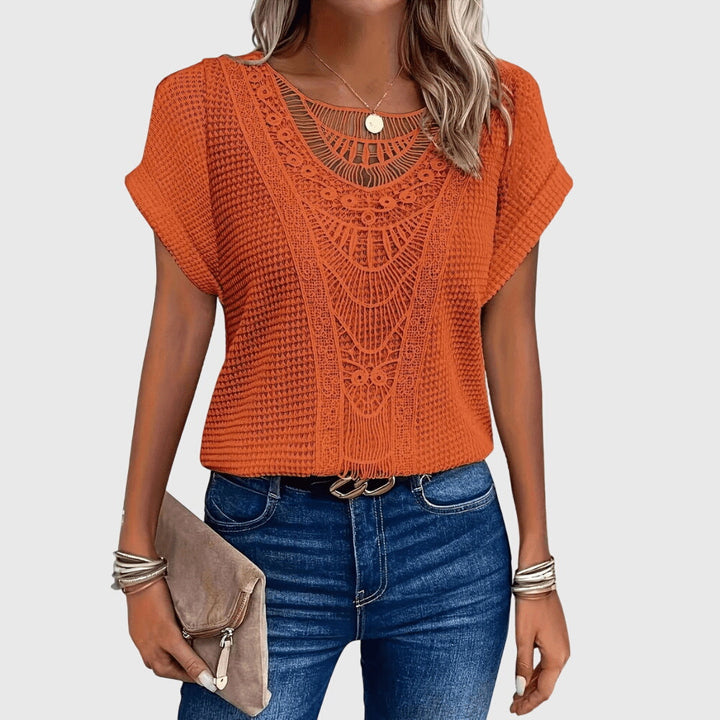 Women’s Ibiza Style Blouse with Lace Detailing
