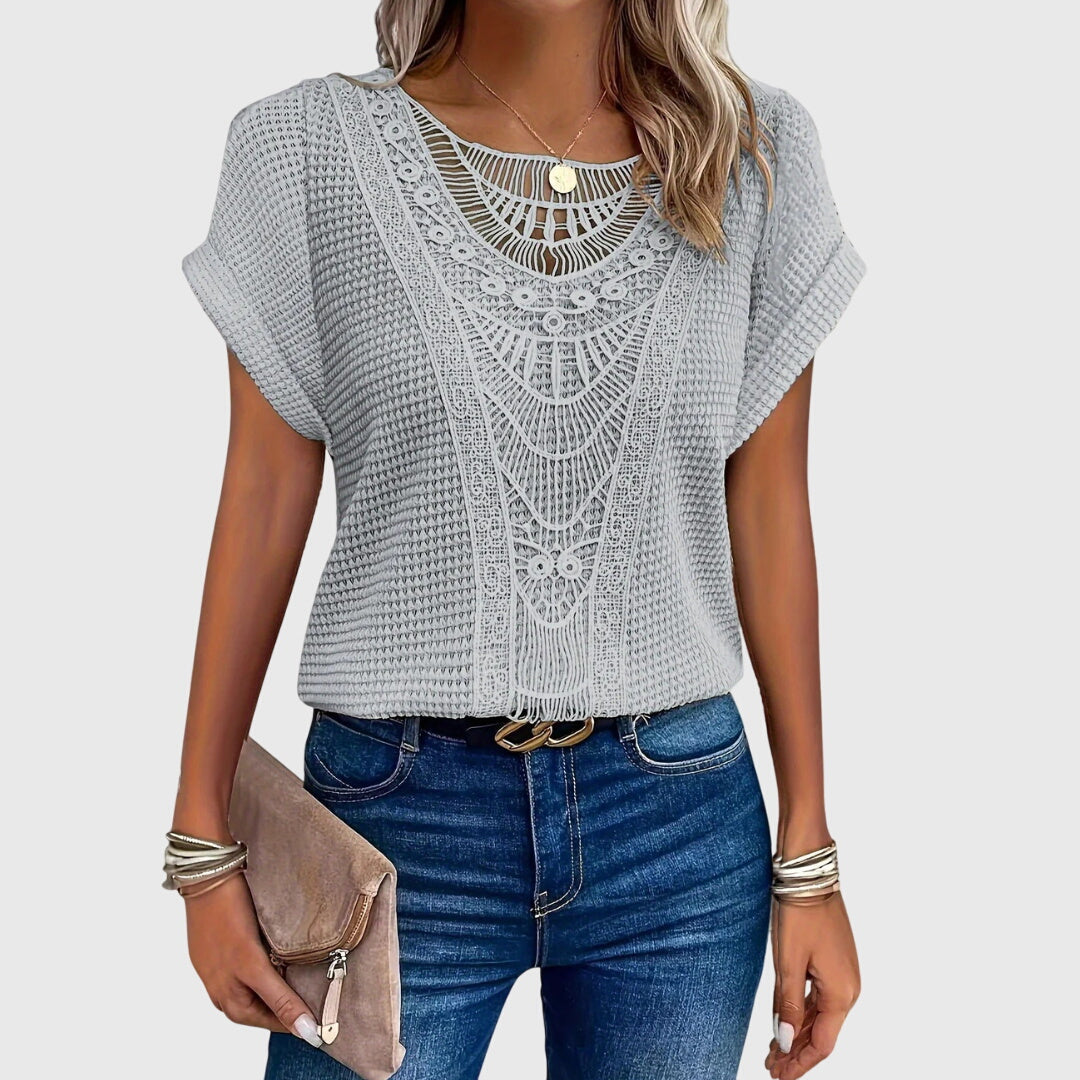 Women’s Ibiza Style Blouse with Lace Detailing