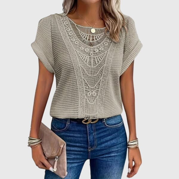 Women’s Ibiza Style Blouse with Lace Detailing