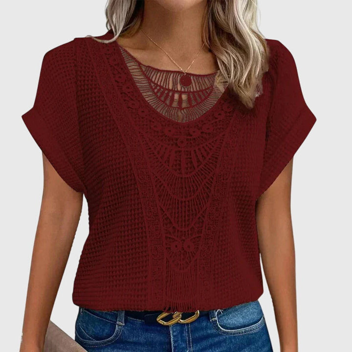Women’s Ibiza Style Blouse with Lace Detailing