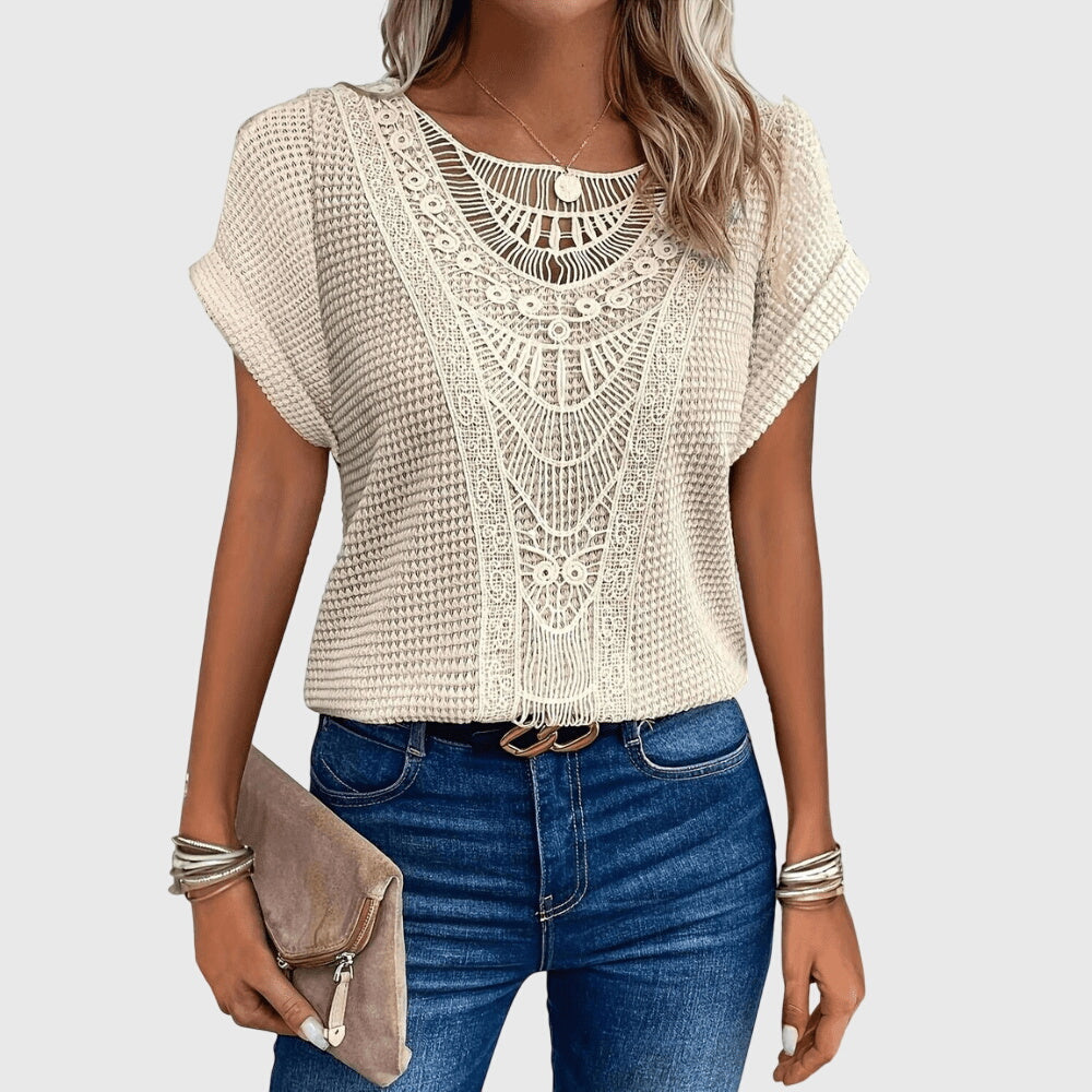 Women’s Ibiza Style Blouse with Lace Detailing