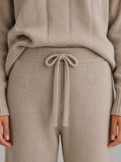Women's Knitted Lounge Set with Wide Trousers